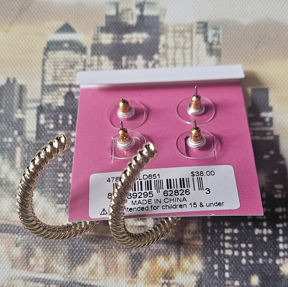 Betsey Johnson Pink Strawberry Earrings and Gold Bracelet Set - Picture 5 of 9